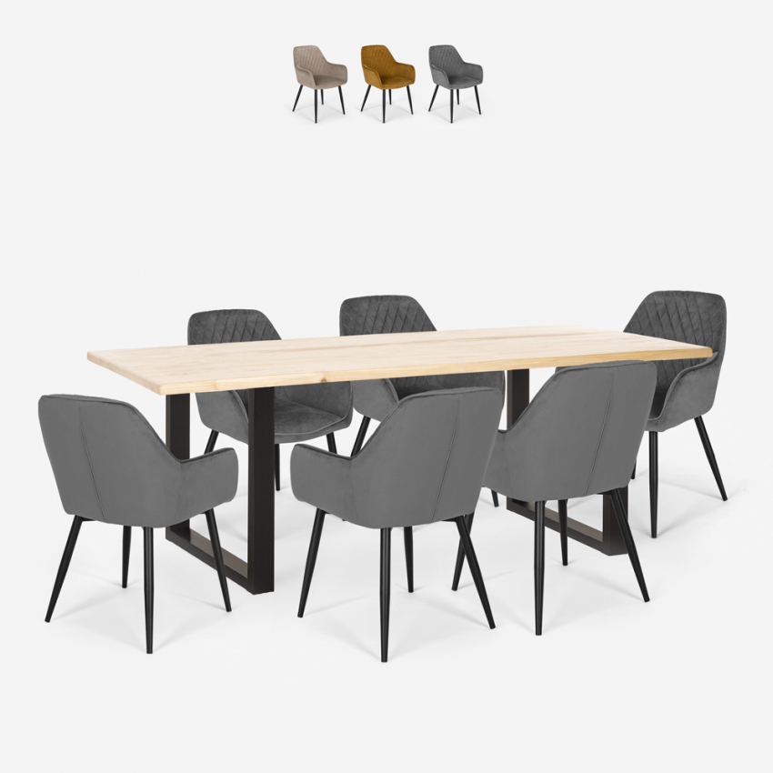 Conjunto Mesa de Jantar 180x80cm c/6 Cadeiras Modernas Veludo Samsara L1 Venda