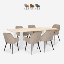 Conjunto 6 cadeiras Modernas em Veludo c/Mesa de jantar 180x80cm Samsara L3 Promoção