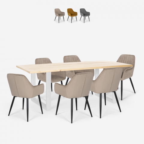 Conjunto 6 cadeiras design moderno veludo mesa de jantar 180x80cm Samsara L3