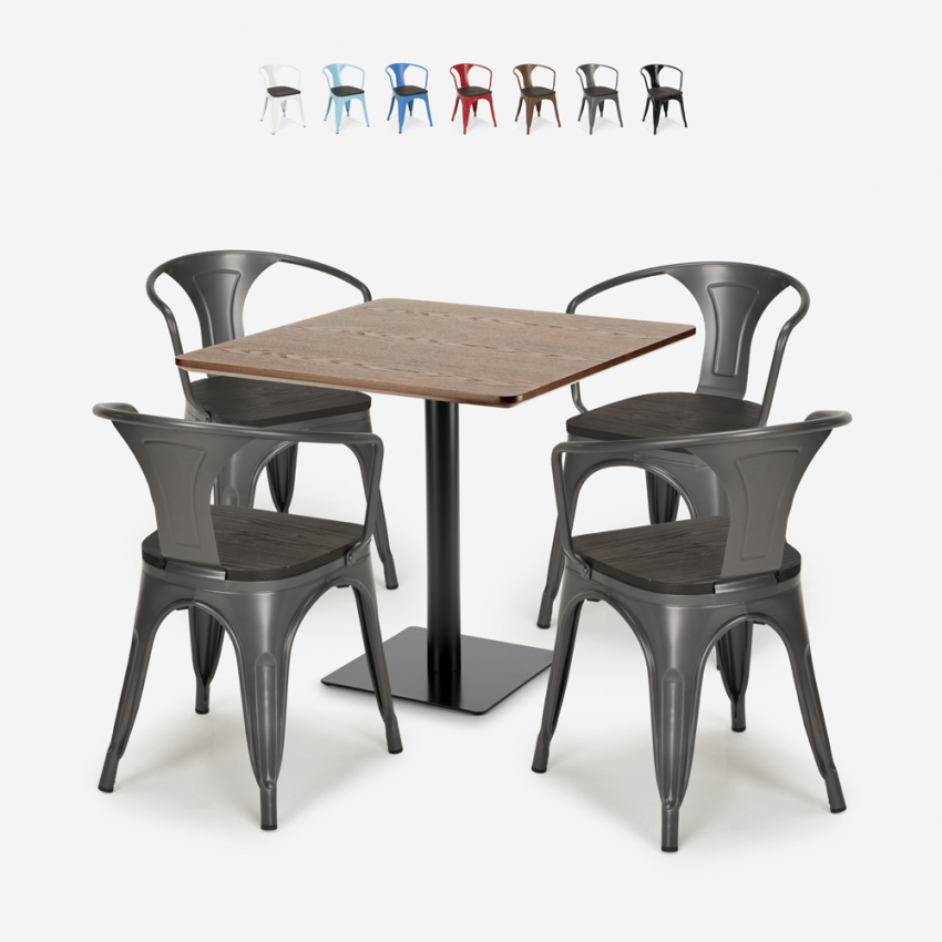 Conjunto de Mesa c/4 Cadeiras p/Bar ou Restaurante 90x90cm Burke Promoção