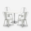 Conjunto de 4 Cadeiras e Mesa p/Bar Restaurante Café 90x90cm Branca Just White Medidas