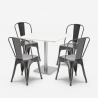 Conjunto de 4 Cadeiras e Mesa p/Bar Restaurante Café 90x90cm Branca Just White Custo