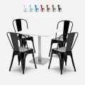 Conjunto de 4 Cadeiras e Mesa p/Bar Restaurante Café 90x90cm Branca Just White Promoção