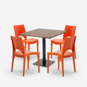 Conjunto de mesa e 4 cadeiras empilháveis p​/Bar Restaurante 90x90 Prince Modelo
