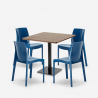 Conjunto de mesa e 4 cadeiras madeira Moderna Clássica Elegante 90x90 Yanez Medidas