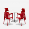 Conjunto 4 cadeiras e mesa empilháveis p/Bar Restaurante Branca 90x90cm Yanez White Medidas