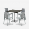 Conjunto de mesa e 4 cadeiras empilháveis Preta 90x90 Yanez Black Medidas