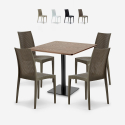 Conjunto mesa e 4 cadeiras de Madeira Empilháveis 90x90cm Barrett Promoção