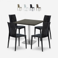 Conjunto 4 cadeiras e mesa p/Bar Restaurante preta 90x90cm Barrett Black Promoção