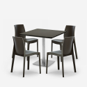 Conjunto 4 cadeiras e mesa empilháveis p/Bar Cozinha Preta 90x90cm Jasper Black Medidas
