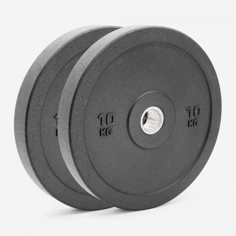 2 x discos de barbela olímpicos 10 kg de borracha para treino transversal Bumper HD Promoção