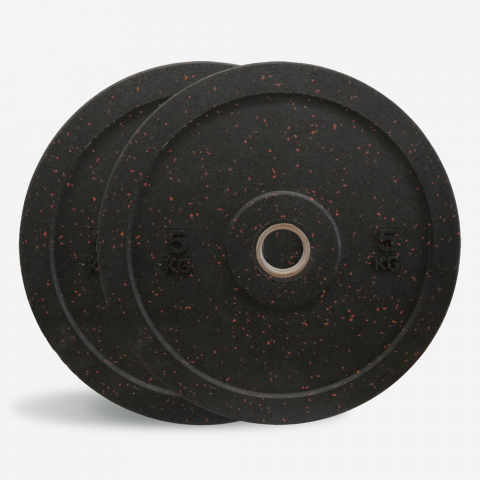 2 x 5 kg de pesos de borracha para treino transversal Pára-choques olímpicos Bumper HD Dot Promoção