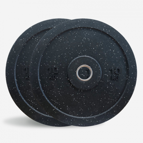 2 x 10 kg de pesos de borracha para treino transversal Pára-choques olímpicos Bumper HD Dot Promoção