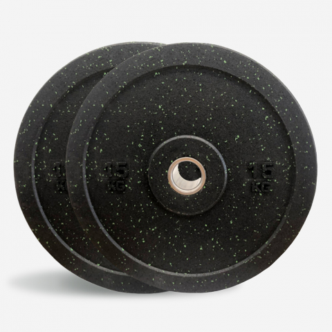 2 x 15 kg de pesos de borracha para treino transversal Pára-choques olímpicos Bumper HD Dot Promoção
