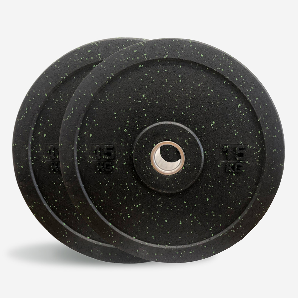 Pesos 2 x 15 kg de Borracha para Treino Ginásio Força Resistentes Bumper HD Dot