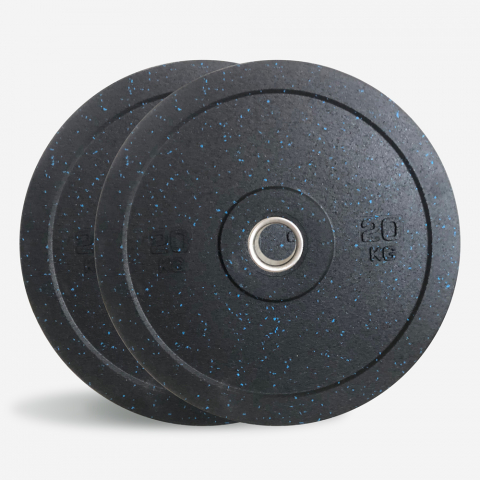 2 x 20 kg discos borracha pesos cross training barra olímpica Bumper HD Dot