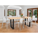 Conjunto 6 cadeiras c/Mesa de jantar Transparente Moderno 180x80cm Vice Venda