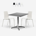 Conjunto de mesa quadrada dobrável 70x70cm aço 2 cadeiras exterior Mores Promoção