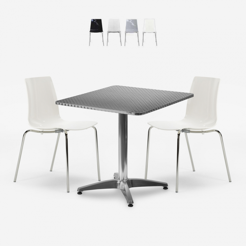 Conjunto de mesa quadrada dobrável 70x70cm aço 2 cadeiras exterior Mores Promoção Conjunto de mesa quadrada dobrável 70x70cm aço 2 cadeiras exterior Mores Promoção