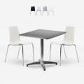 Conjunto de mesa quadrada dobrável 70x70cm aço 2 cadeiras exterior Mores Promoção