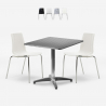 Conjunto de mesa quadrada dobrável 70x70cm aço 2 cadeiras exterior Mores Promoção
