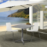 Conjunto de mesa quadrada dobrável 70x70cm aço 2 cadeiras exterior Mores Descontos