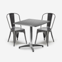 conjunto de 2 cadeiras estilo industrial mesa quadrada aço 70x70cm caelum Promoção