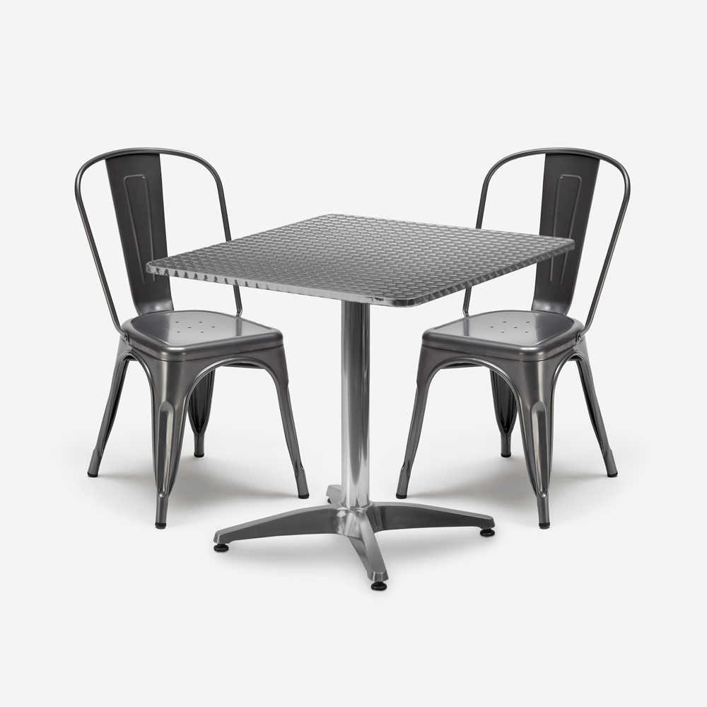 conjunto de 2 cadeiras estilo industrial mesa quadrada aço 70x70cm caelum