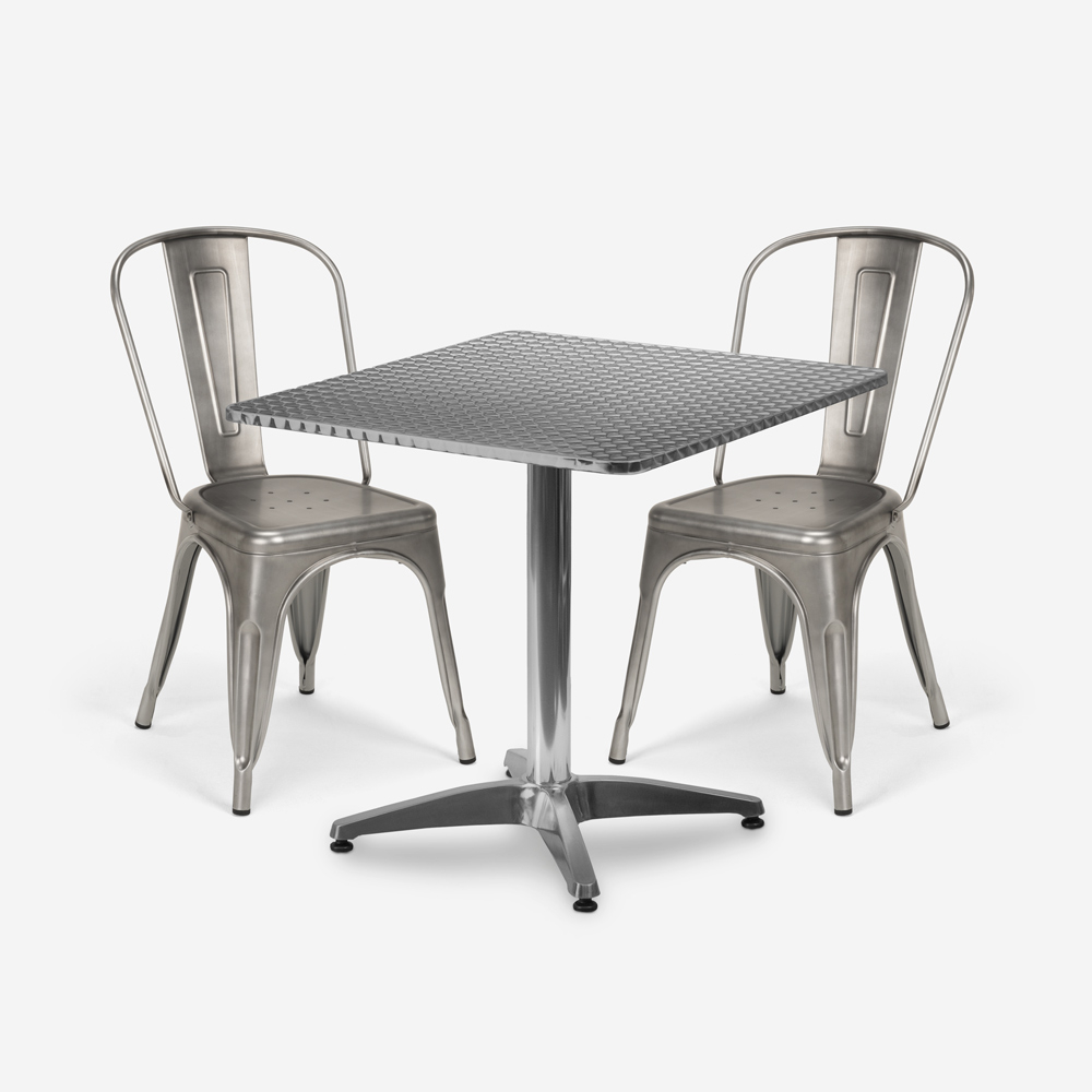 Conjunto Mesa Quadrada Dobrável 70x70cm Aço 2 Cadeiras Vintage Magnum