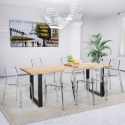 Conjunto 6 cadeiras c/Mesa de jantar Transparente Moderno 200x80cm Lewis Venda