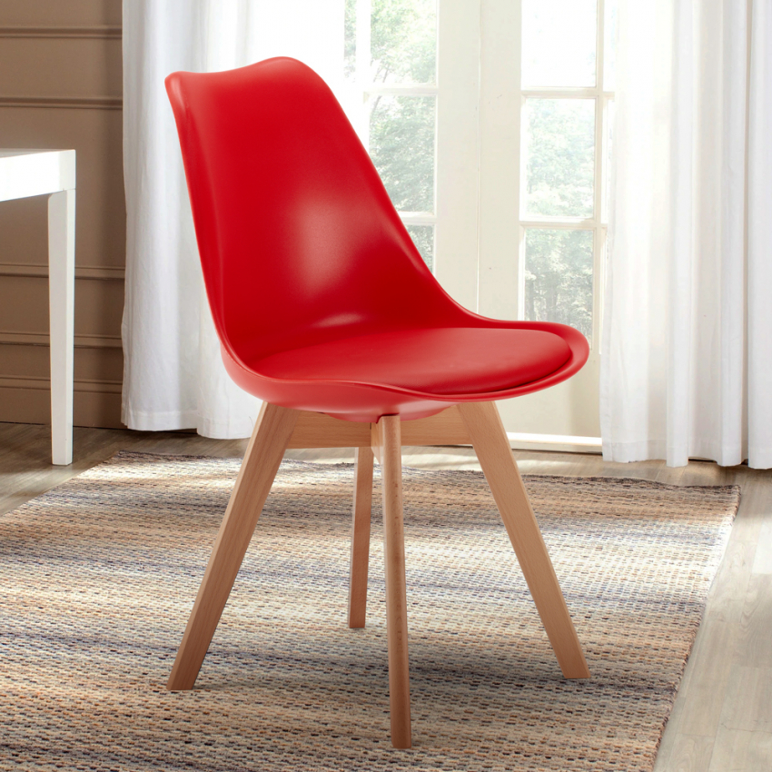 Cadeiras de Estilo Escandinavo com Almofada em Pele Sintética para Cozinha Bar Tulipan