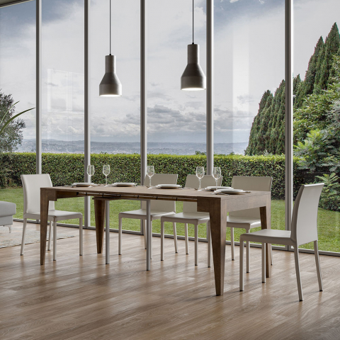 Mesa de Jantar de Madeira Moderna e Elegante 90x42-302cm Isotta Noix Promoção