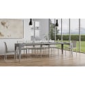 Mesa de Jantar Moderna Extensível 90x42-302cm Sala Elegante Isotta Concrete Descontos