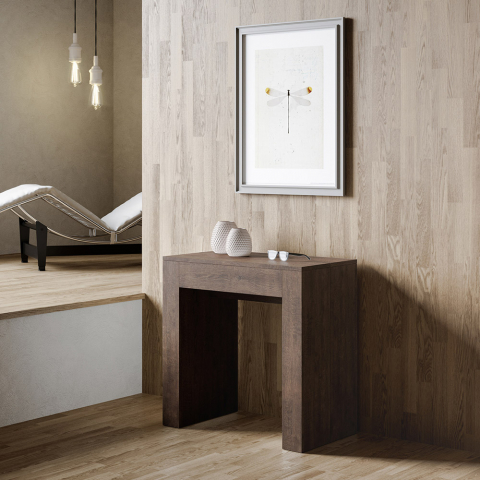 Mesa de console de entrada extensível 90x47-299 cm de madeira para sala de jantar Allin Noix