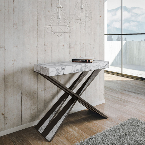 Mesa de jantar de console extensível 90x40-300 cm design de mármore Diago Marble
