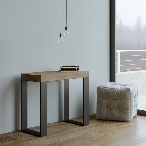 Mesa de console extensível 90x40-300 cm design de metal de madeira Tecno Noix