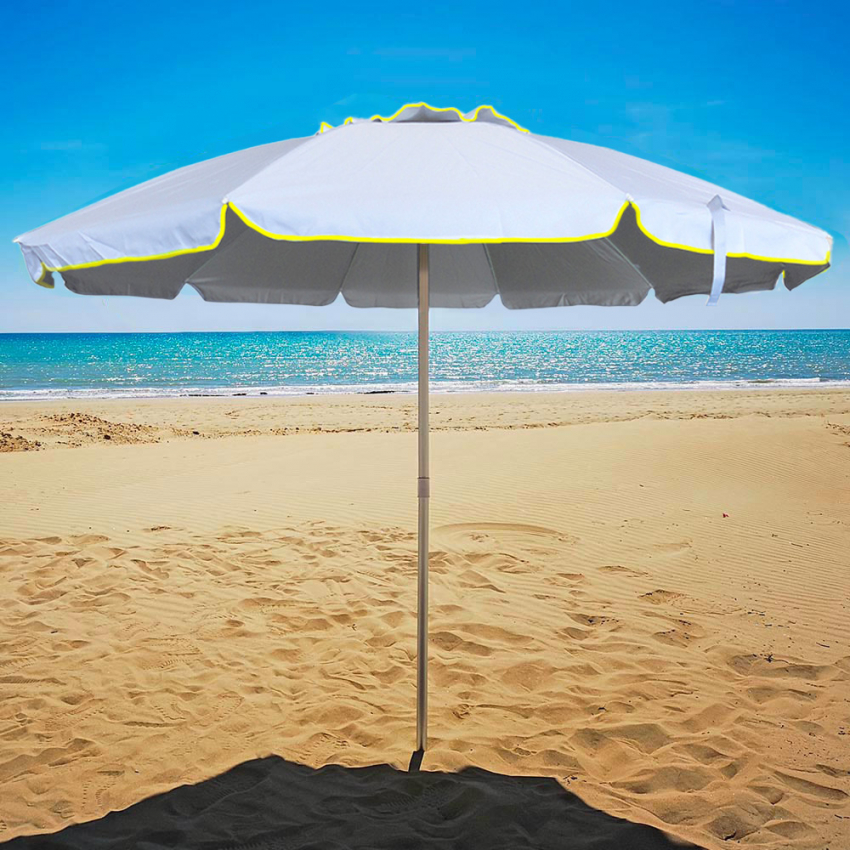 Guarda-Sol de Praia 240 cm em Alumínio Anti-vento Proteção UV Roma