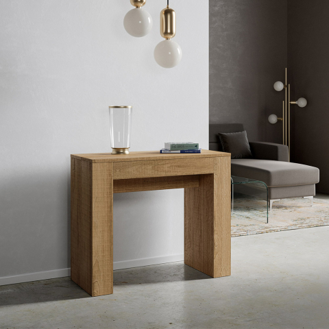 Console de design extensível 90x42-302 cm mesa de jantar de madeira Modem Oak