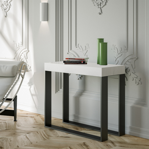 Mesa de console extensível de design moderno branco 90x40-300 cm mesa de jantar Elettra