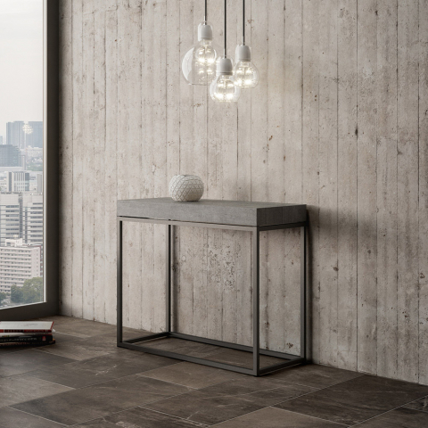 Mesa de console extensível de design moderno 90x40-300 cm cinza Nordica Concrete