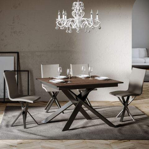 Mesa Moderna Elegante para Cozinha ou Sala 90x120-180cm Madeira Ganty Wood Promoção