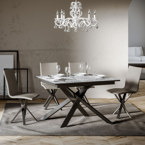 Mesa de jantar extensível 90x120-180cm design moderno em mármore Ganty Marble