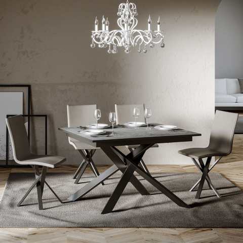 Mesa de jantar extensível cinzenta 90x120-180cm betão moderno Ganty Promoção