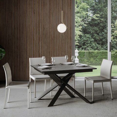Mesa de jantar moderna extensível 90x120-180cm antracite Relatório Ganty Promoção