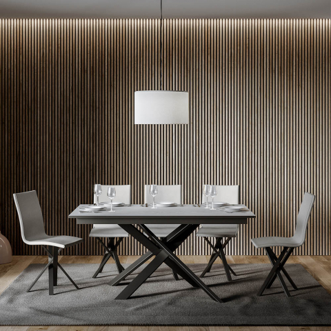 Mesa de jantar extensível 90x160-220cm design branco moderno Ganty Long