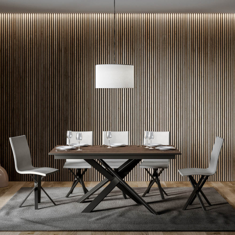 Mesa de jantar de design extensível 90x160-220cm madeira moderna Ganty Long Wood