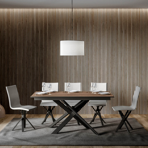 Mesa de sala de jantar 90x160-220cm madeira moderna extensível Ganty Long Oak Promoção