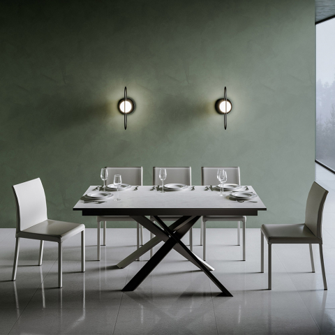 Mesa extensível 90x160-220cm cozinha branca sala de jantar Ganty Long White