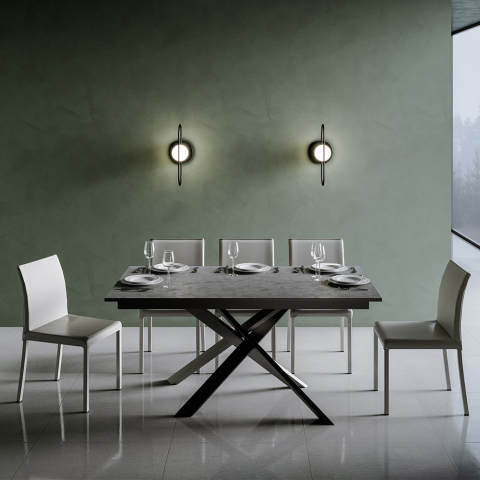 Moderna mesa de jantar extensível 90x160-220cm antracite Ganty Long Report