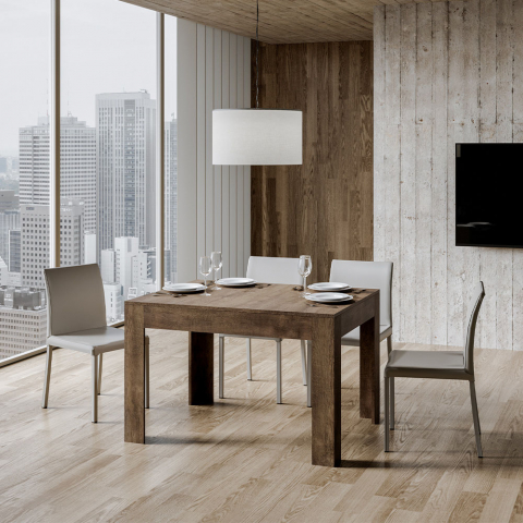 Design de mesa de jantar extensível 90x120-180cm madeira moderna Bibi Madeira Promoção